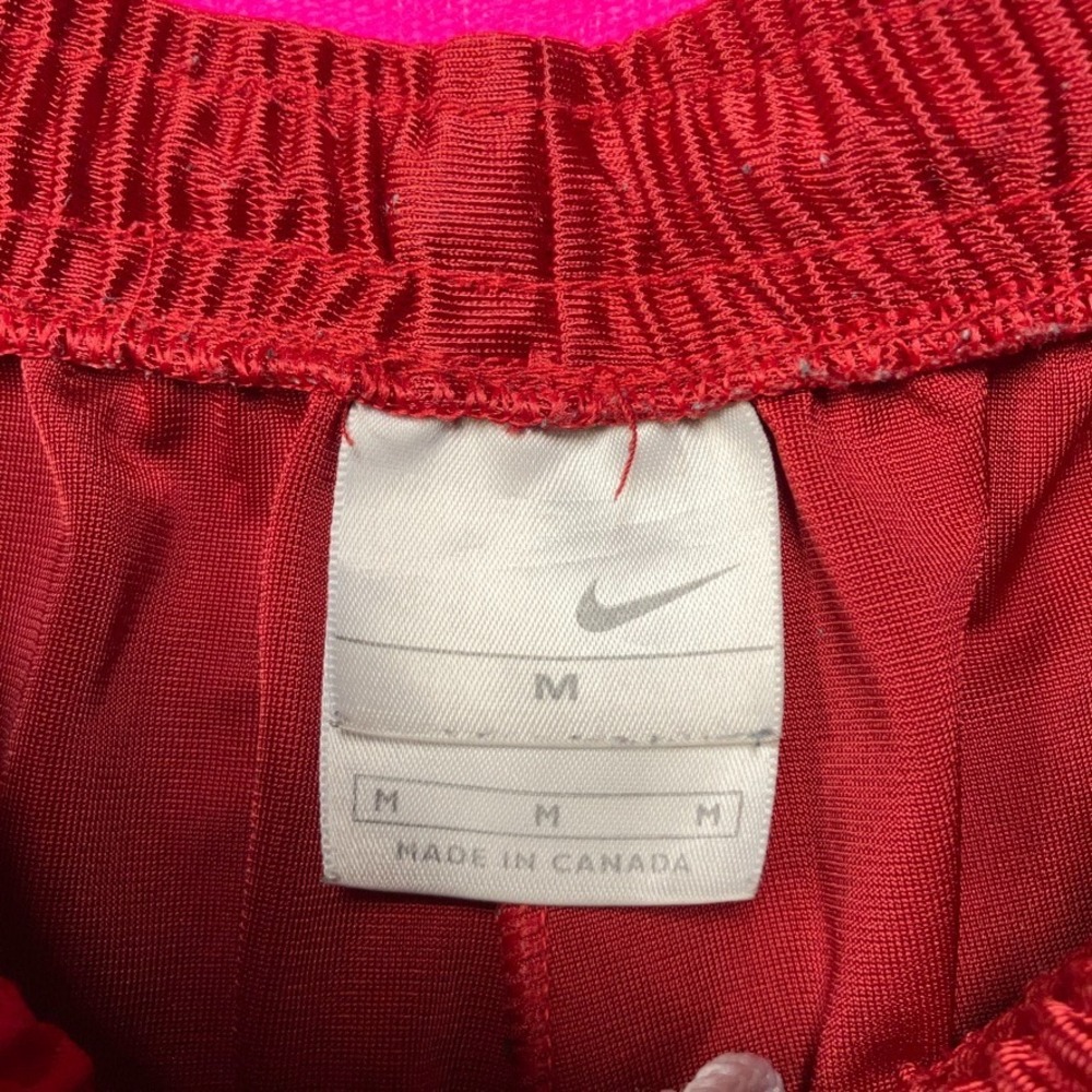 VTG Nike White Tag Basketball Shorts Mens M Red Dazzle Shiny Silky Soft Canada # - Picture 1 of 7
